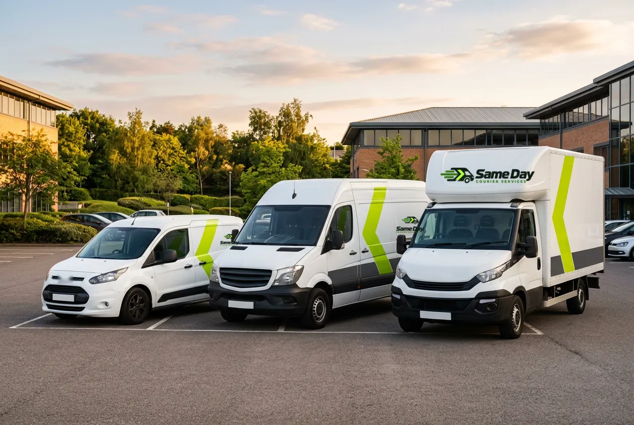 Small van, long-wheelbase van and Luton van in company livery